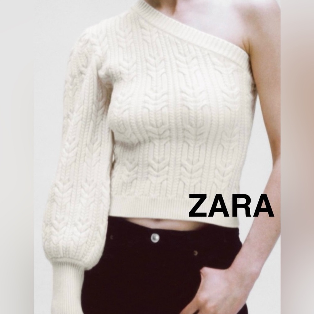 ZARA Ivory One-Shoulder Sweater -NEW